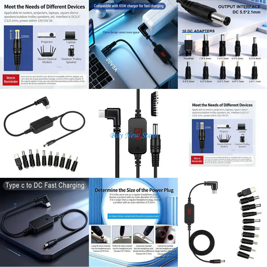 20CE Charging Adapter Type C to DC5.5 with Adjustable Voltages Universal Compatibilit
20CE Charging Adapter Type C to DC5.5 with Adjustable Voltages Universal Compatibilit