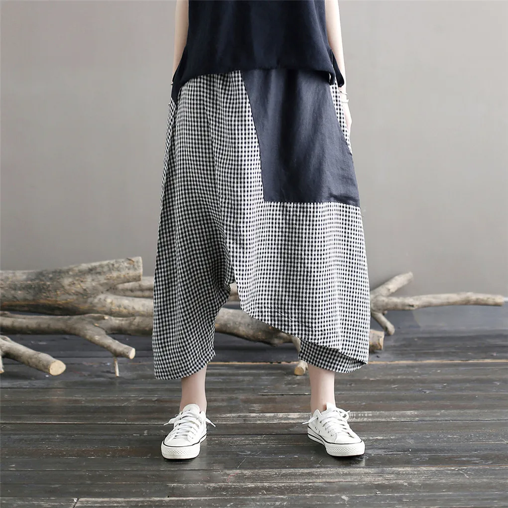 Shanghai Story Women's Wide Leg Check Print Patchwork Pants Yoga Hippie Harem Trousers
Shanghai Story Women's Wide Leg Check Print Patchwork Pants Yoga Hippie Harem Trousers