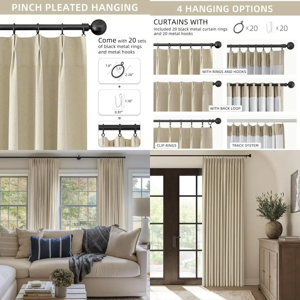 8-футовые бежевые льняные плотные шторы со складками, 40x96, набор из 2 панелей для столовых и гостиных
8-футовые бежевые льняные плотные шторы со складками, 40x96, набор из 2 панелей для столовых и гостиных