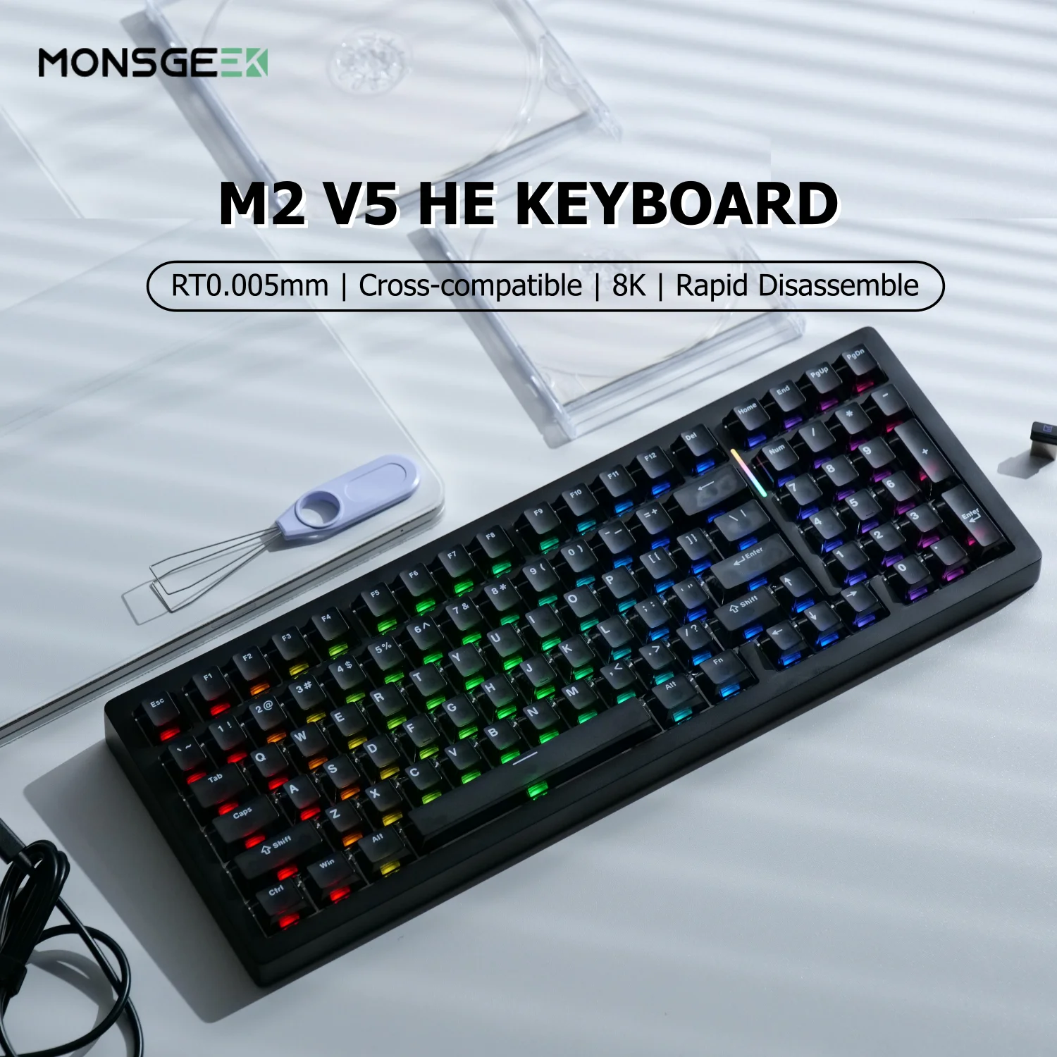 Игровая клавиатура MonsGeek M2 V5 HE с 98 клавишами, раскладкой ANSI, магнитными переключателями, быстрым откликом 0.005 мм, частотой опроса 8K, настраиваемая
Игровая клавиатура MonsGeek M2 V5 HE с 98 клавишами, раскладкой ANSI, магнитными переключателями, быстрым откликом 0.005 мм, частотой опроса 8K, настраиваемая