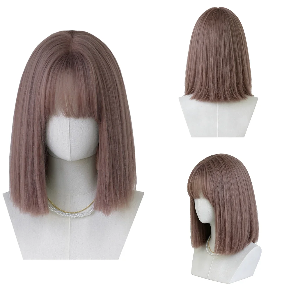 Natural Pink Brown Short Bob Wig with Bangs Soft Glueless Easy Wear Synthetic Straight Wig For Women Daily Use Hair Replacement
Natural Pink Brown Short Bob Wig with Bangs Soft Glueless Easy Wear Synthetic Straight Wig For Women Daily Use Hair Replacement