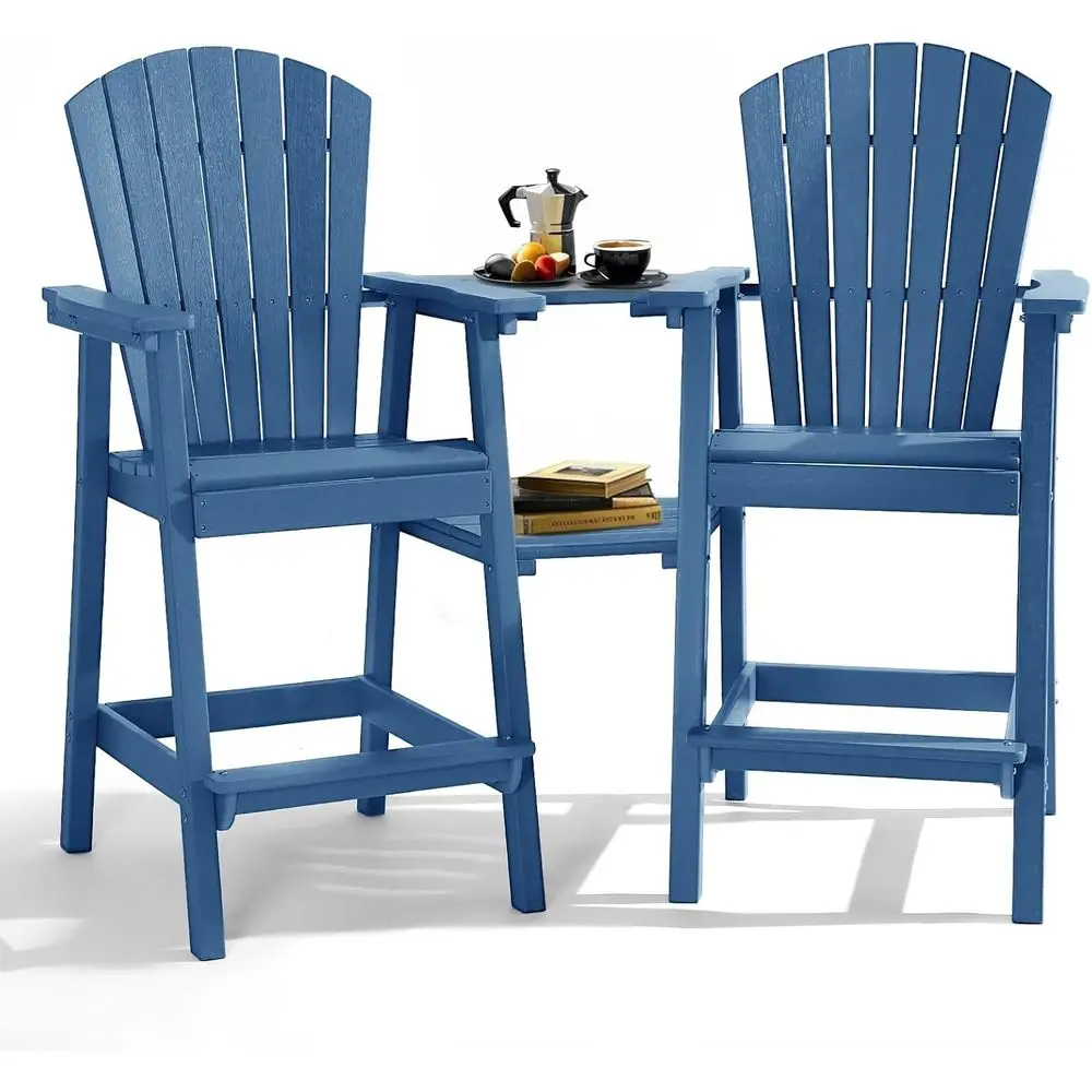 Set of 2 Blue Bar Height Adirondack Chairs with Double Contoured Trays, Weather-Resistant for Outdoor Patio, Garden, or Balcony
Set of 2 Blue Bar Height Adirondack Chairs with Double Contoured Trays, Weather-Resistant for Outdoor Patio, Garden, or Balcony