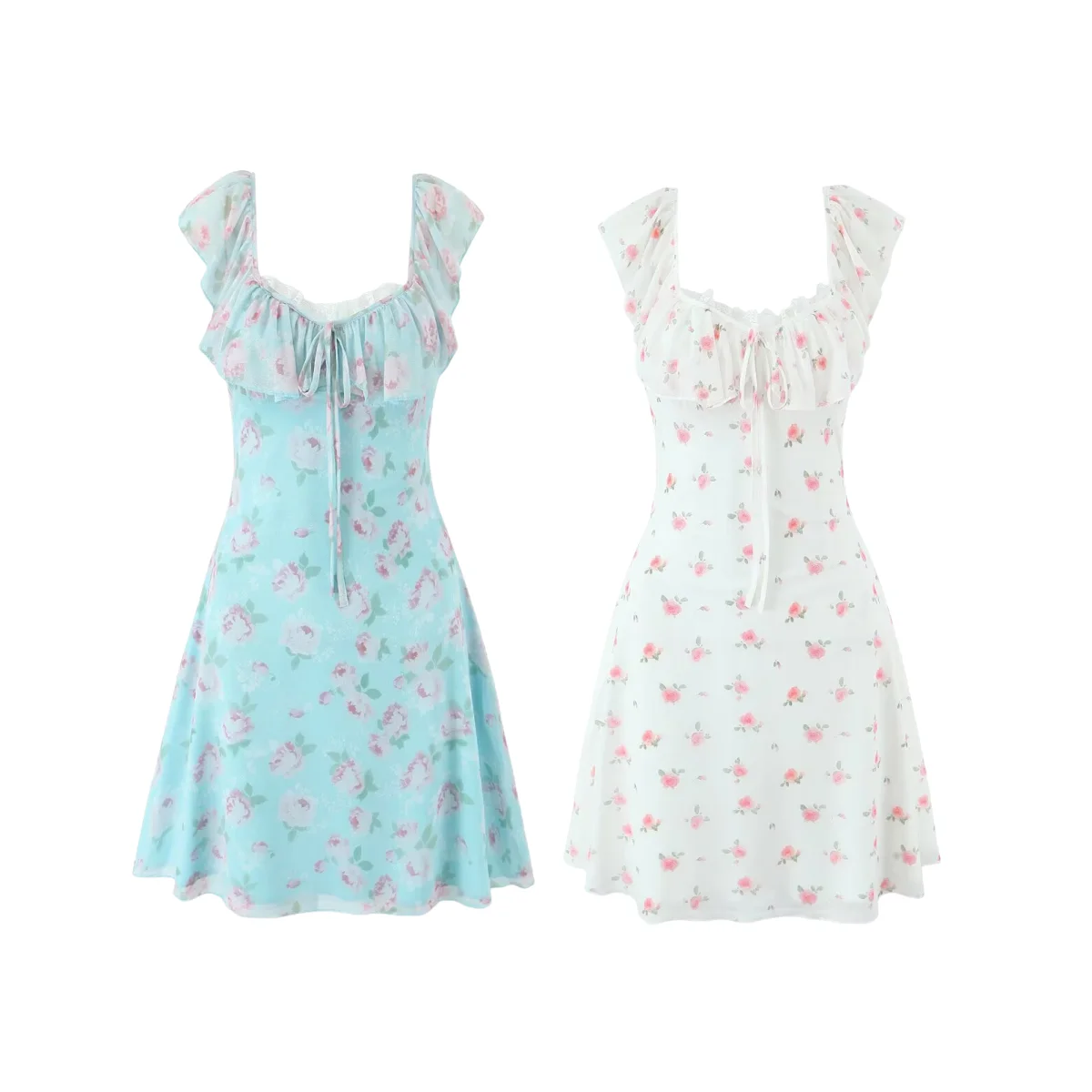 BM&MD&ZA Women Elegant Sweet Ruffled Square Neck Mesh Printed Mini Waist - cinching Dress with Lace Paneling
BM&MD&ZA Women Elegant Sweet Ruffled Square Neck Mesh Printed Mini Waist - cinching Dress with Lace Paneling