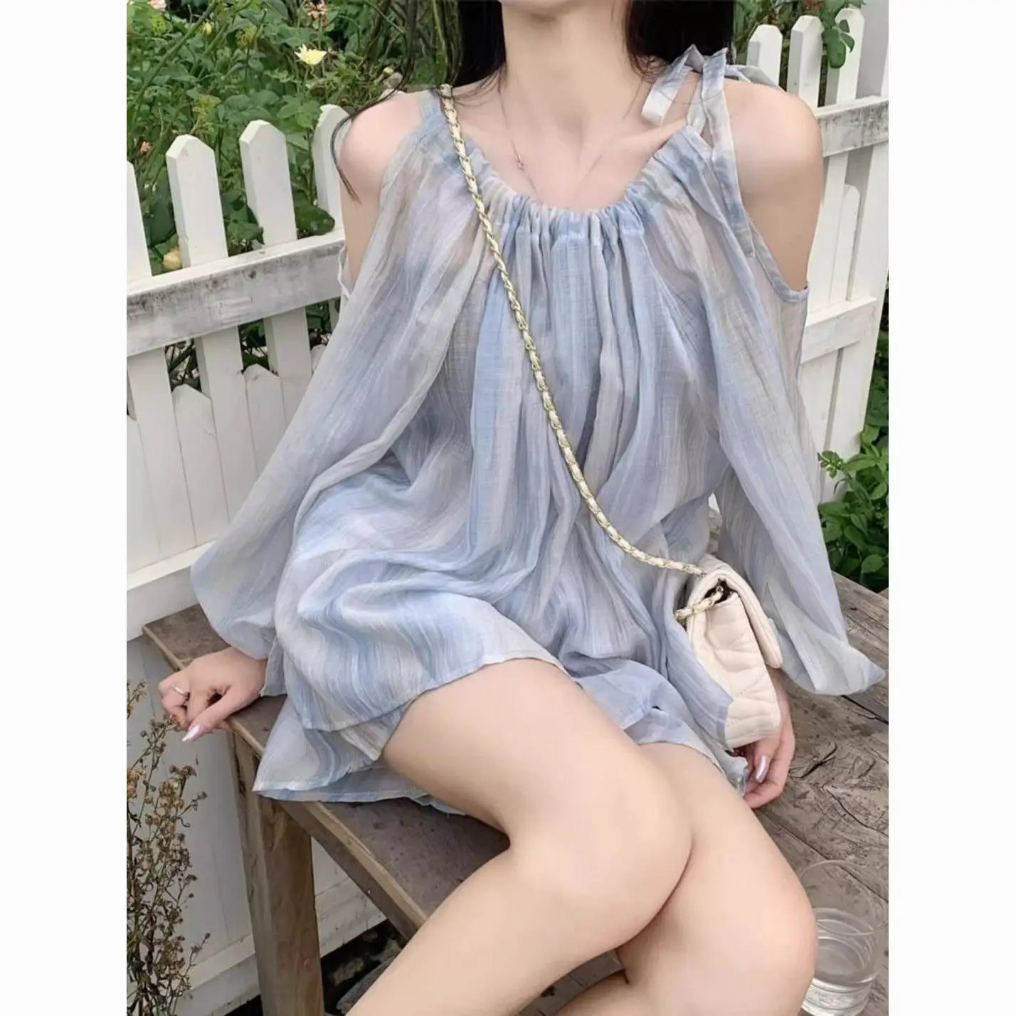 French Elegant Summer New Women Two Piece Sets Drawstring Neck Long Sleeve Tops Blouses + High Waist Wide Leg Shorts Outfits
French Elegant Summer New Women Two Piece Sets Drawstring Neck Long Sleeve Tops Blouses + High Waist Wide Leg Shorts Outfits