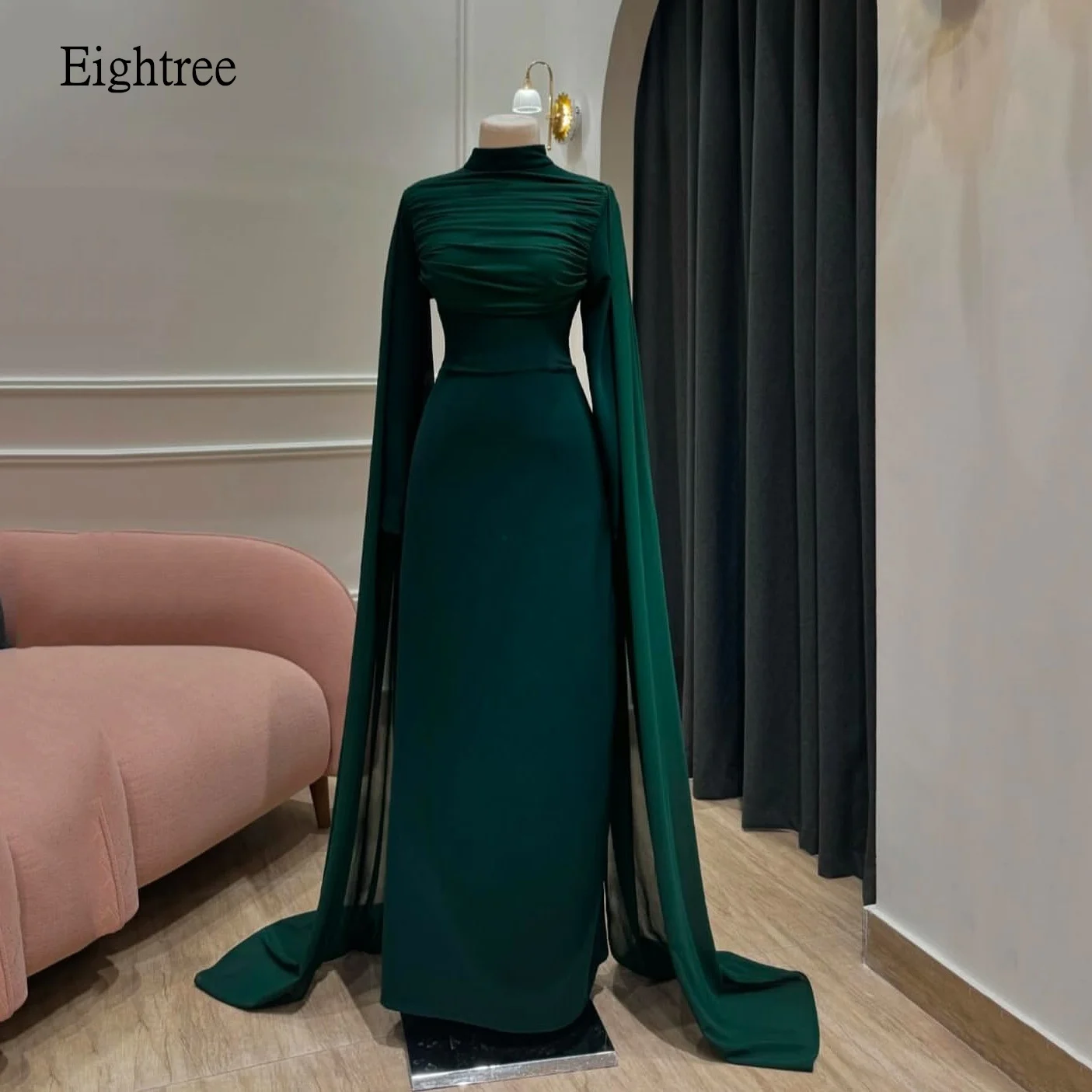 Eightree Dark Green Mermaid Prom Gowns High Neck Cap Sleeves Formal Party Gown Sauti Women Long Evening Dress Customized
Eightree Dark Green Mermaid Prom Gowns High Neck Cap Sleeves Formal Party Gown Sauti Women Long Evening Dress Customized
