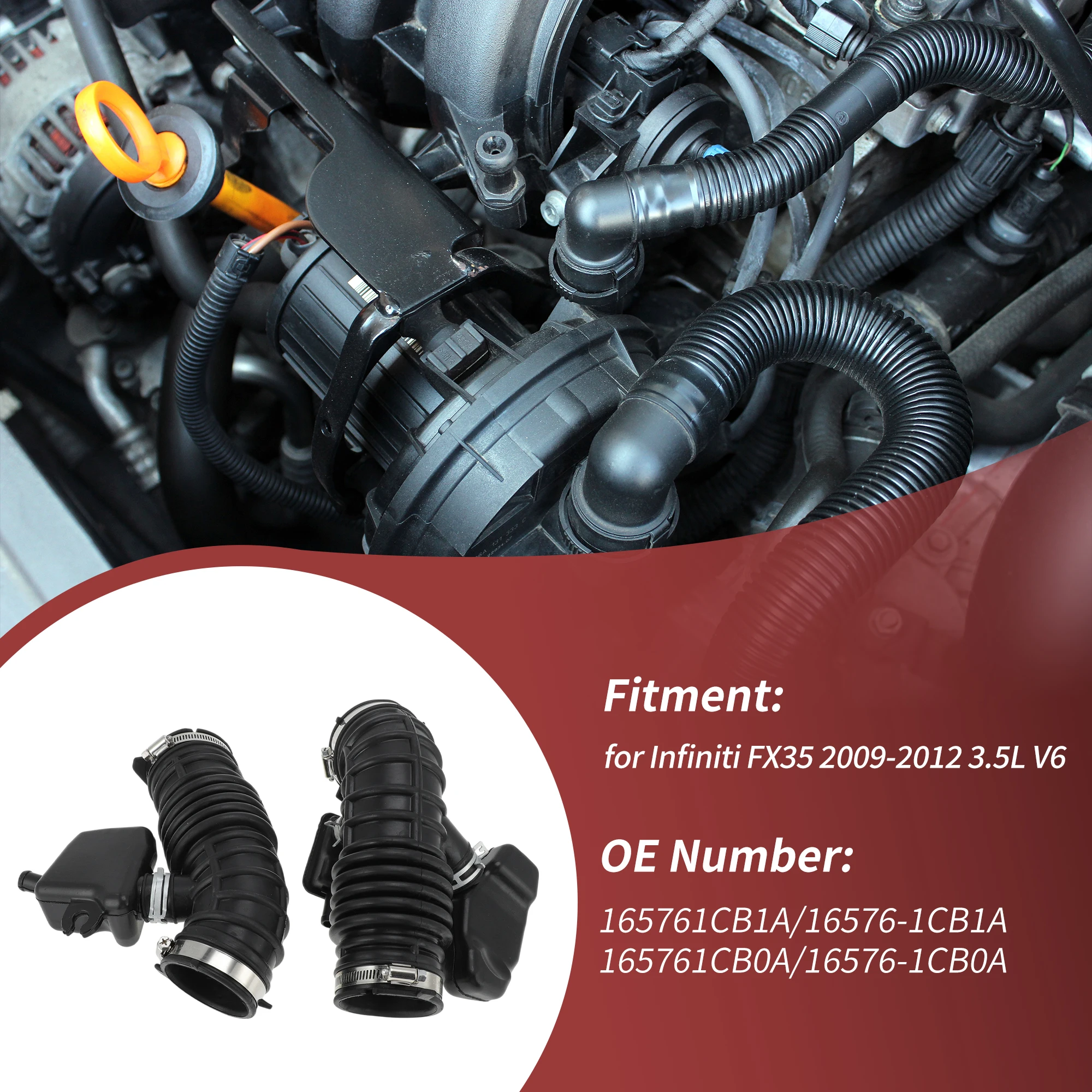 Шланг воздухозаборника UXCELL с хомутами для Infiniti FX35 2009-2012 No 165761CB1A/165761CB0A 
Шланг воздухозаборника UXCELL с хомутами для Infiniti FX35 2009-2012 No 165761CB1A/165761CB0A