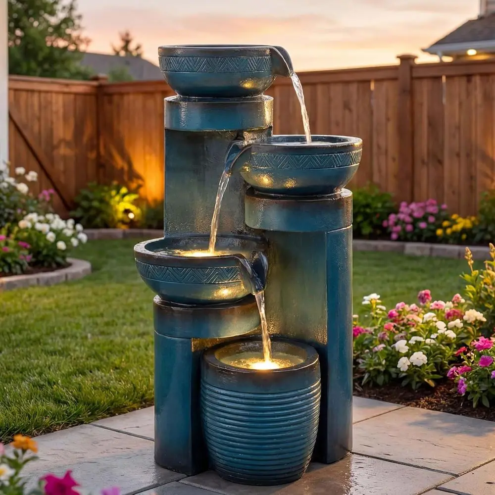 19.3" H Pedestal Outdoor Water ountain with LED Lights and Pump, 4-Tier Cascading Water eature, Tranuil Waterall or Relaxing Gar
19.3" H Pedestal Outdoor Water ountain with LED Lights and Pump, 4-Tier Cascading Water eature, Tranuil Waterall or Relaxing Gar