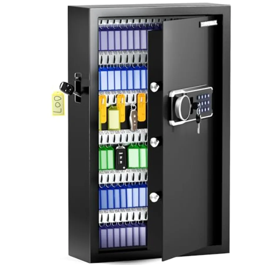 Heavy Duty 172 Position Key Lock Box with Code - Electronic Key Cabinet Wall Mount - Secure Key Safe with Anti-Theft Deposit Sl
Heavy Duty 172 Position Key Lock Box with Code - Electronic Key Cabinet Wall Mount - Secure Key Safe with Anti-Theft Deposit Sl