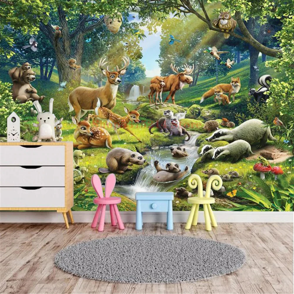 Cartoon Animal Party Baby Room Nursery Decoration Wallpaper Big Size Wall Painting Customizable Forest Stream House Modification
Cartoon Animal Party Baby Room Nursery Decoration Wallpaper Big Size Wall Painting Customizable Forest Stream House Modification