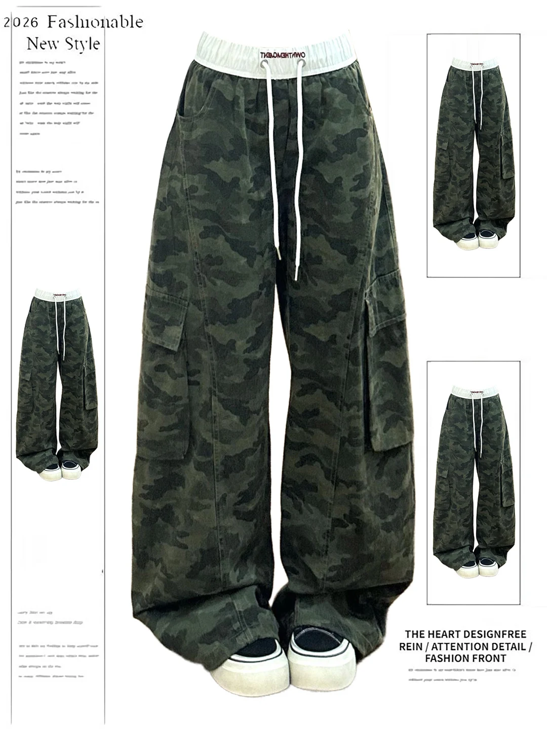 American Retro Camouflage Work Pants High Waist Wide Leg Casual Pants Women's Loose Fit Trousers Summer New Style
American Retro Camouflage Work Pants High Waist Wide Leg Casual Pants Women's Loose Fit Trousers Summer New Style