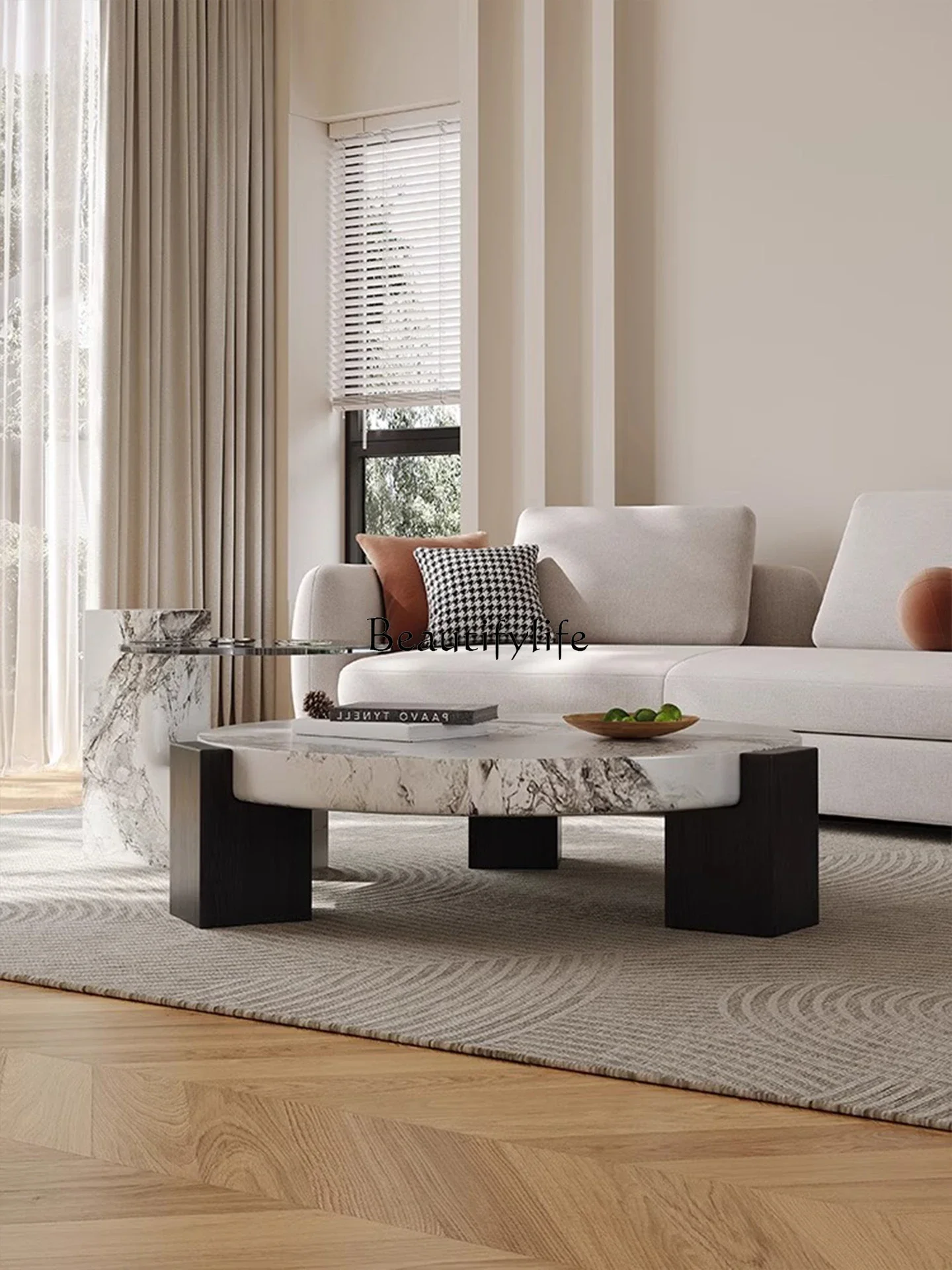 P12Italian minimalist marble coffee table combination round solid wood coffee table
P12Italian minimalist marble coffee table combination round solid wood coffee table