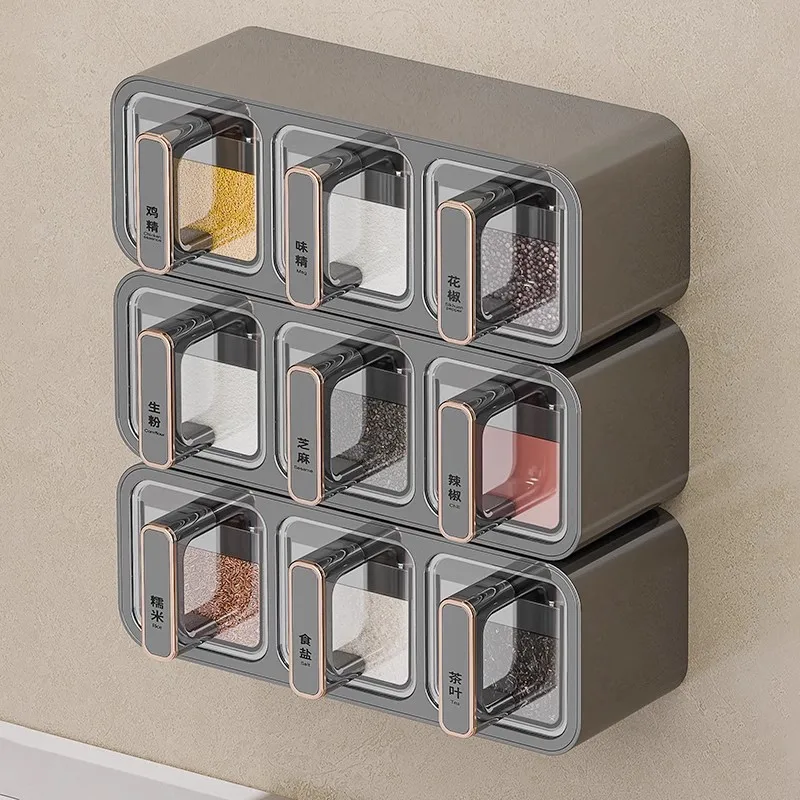 Seasoning box rack, wall hanging, no punching, condiment storage rack, household kitchen light luxury seasoning tank set
Seasoning box rack, wall hanging, no punching, condiment storage rack, household kitchen light luxury seasoning tank set
