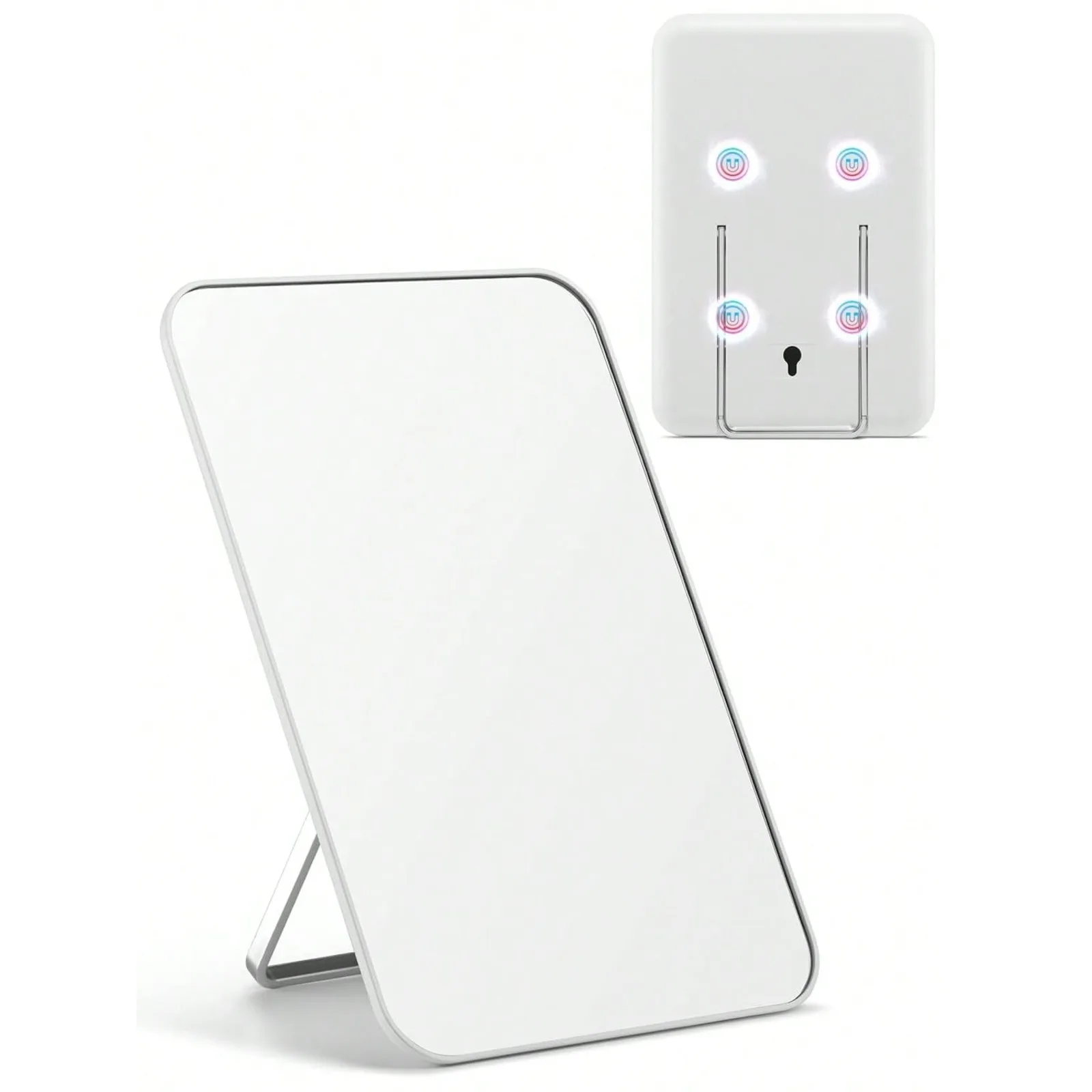8 X 5 Inches Table Mirror With Foldable Stand And Hanging Hole For Shaving And Travelling, White
8 X 5 Inches Table Mirror With Foldable Stand And Hanging Hole For Shaving And Travelling, White