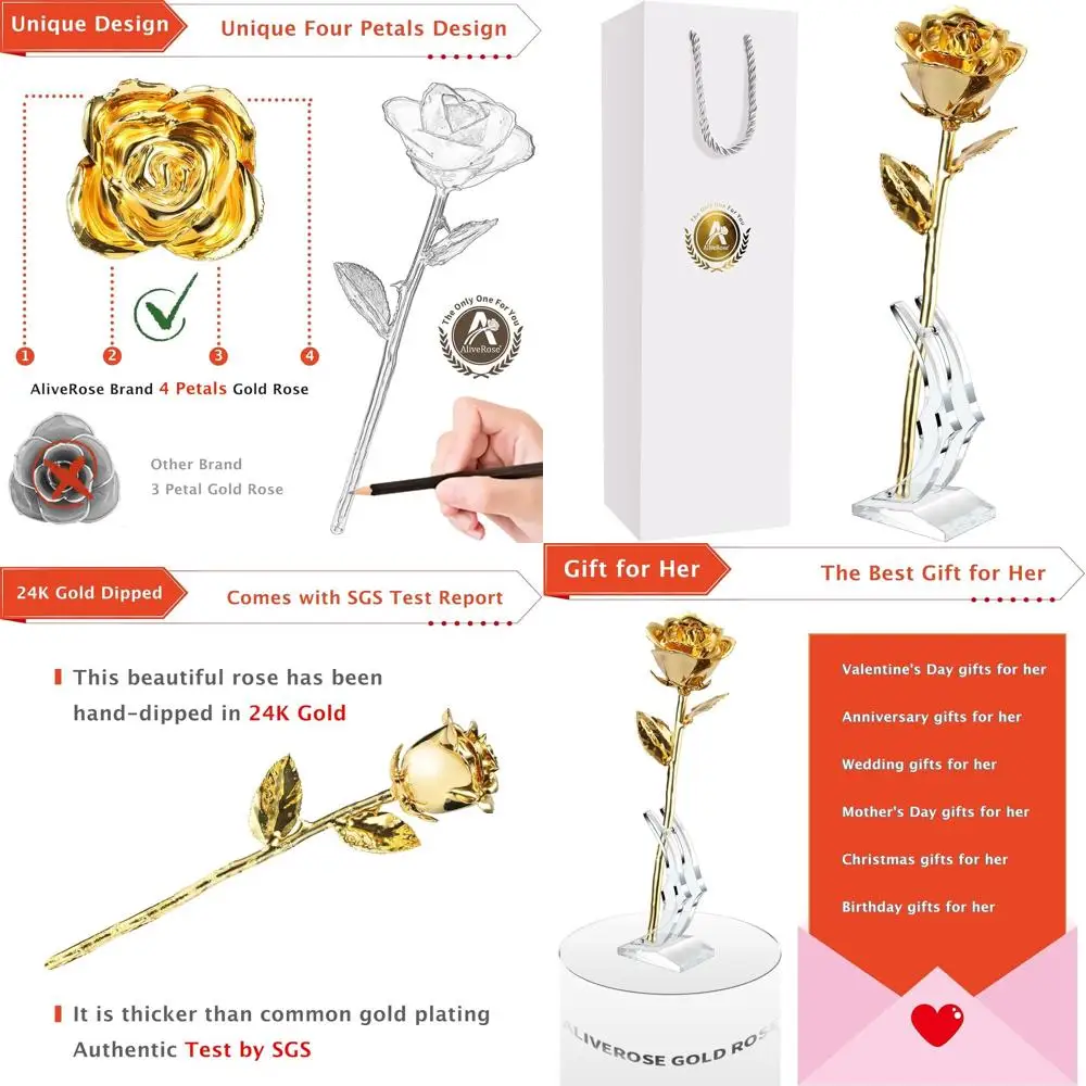 Позолоченная 24-каратным золотом настоящая роза ручной работы на подставке – уникальный подарок на годовщину, День святого Валентина или День матери
Позолоченная 24-каратным золотом настоящая роза ручной работы на подставке – уникальный подарок на годовщину, День святого Валентина или День матери