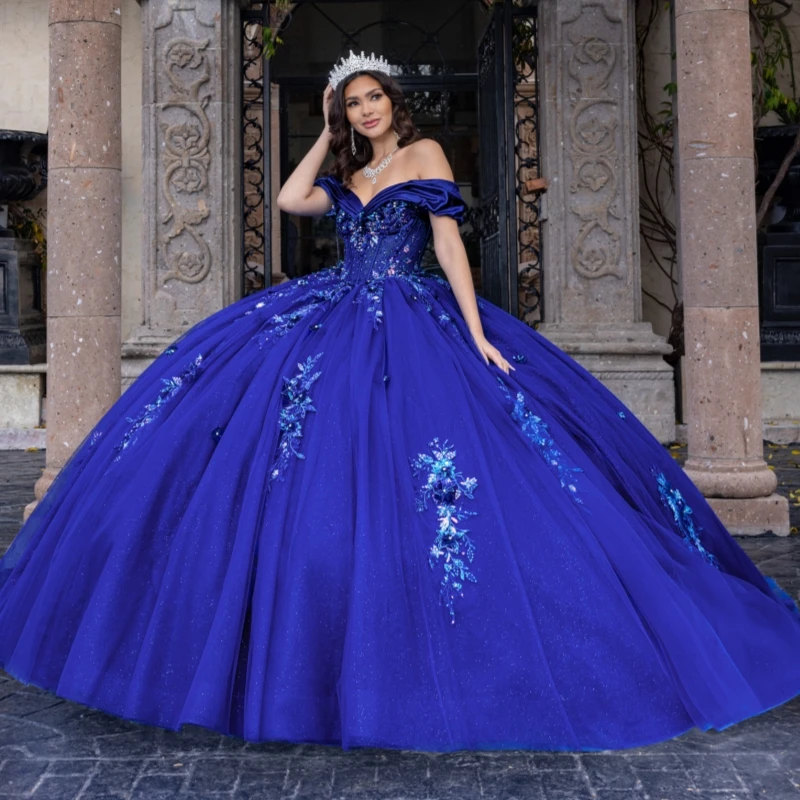 Королевское синее блестящее платье Quinceanera, бальное платье с открытыми плечами, аппликация, кружево, бисер, кристалл, тюль, сладкое платье 16, Vestidos 15 De
Королевское синее блестящее платье Quinceanera, бальное платье с открытыми плечами, аппликация, кружево, бисер, кристалл, тюль, сладкое платье 16, Vestidos 15 De