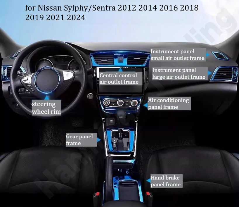 Для Nissan Sylphy/Sentra 2012~2024: аксессуары для интерьера в синем стиле / Классическая рамка центральной консоли / Панель переключения передач
Для Nissan Sylphy/Sentra 2012~2024: аксессуары для интерьера в синем стиле / Классическая рамка центральной консоли / Панель переключения передач