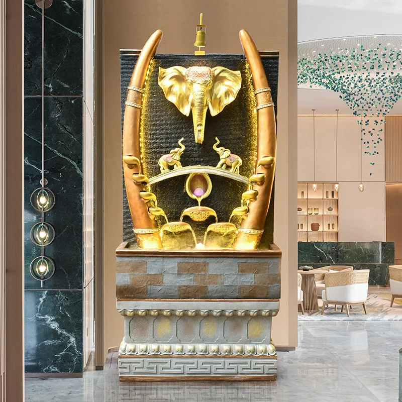 Water curtain wall elephant flowing water lucky ornament living room entrance floor fountain circulating water landscape
Water curtain wall elephant flowing water lucky ornament living room entrance floor fountain circulating water landscape