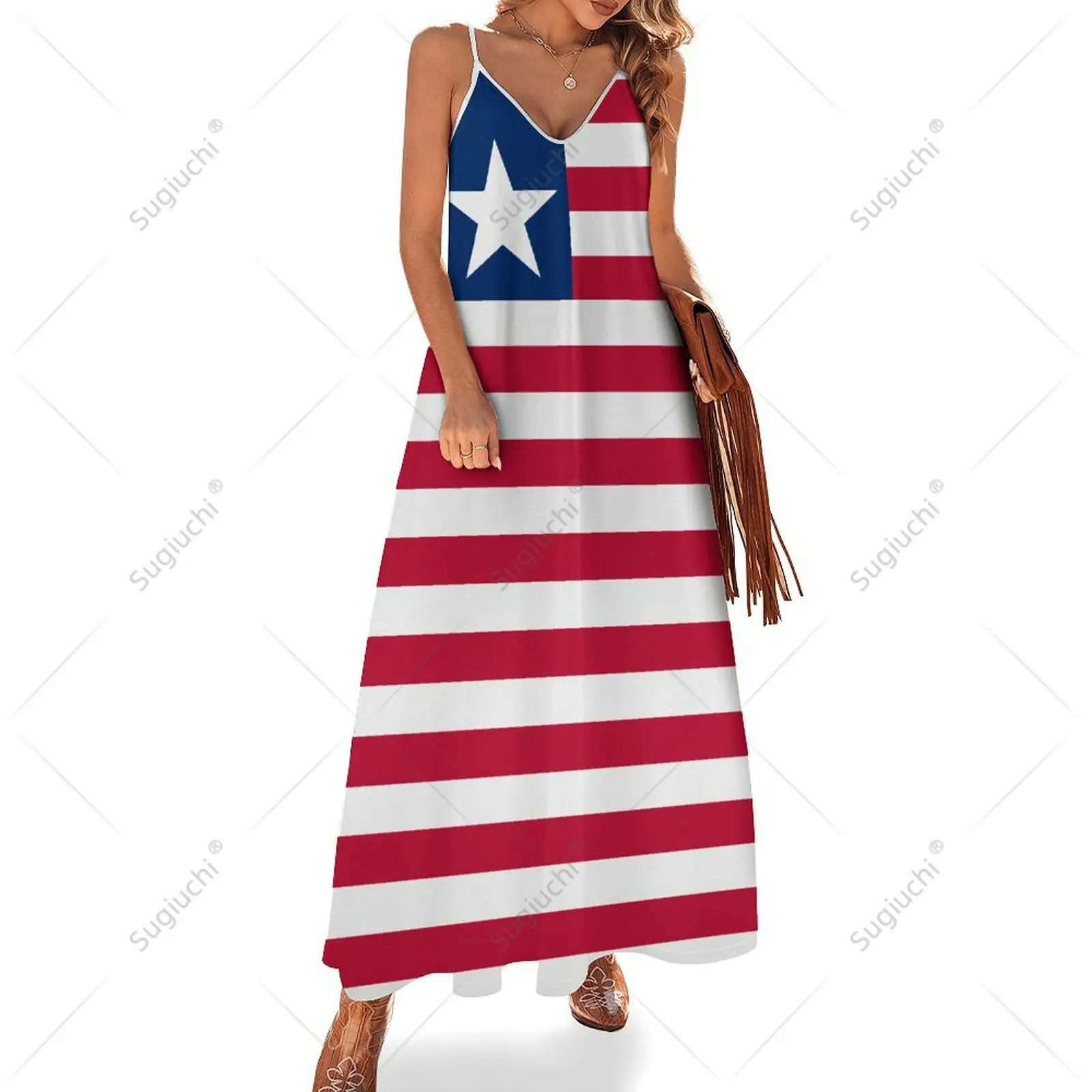 Long Dresses Dress Liberia Flag Print New Casual Sleeveless Women's V-Neck Printed Dress Swing Retro Dresses
Long Dresses Dress Liberia Flag Print New Casual Sleeveless Women's V-Neck Printed Dress Swing Retro Dresses