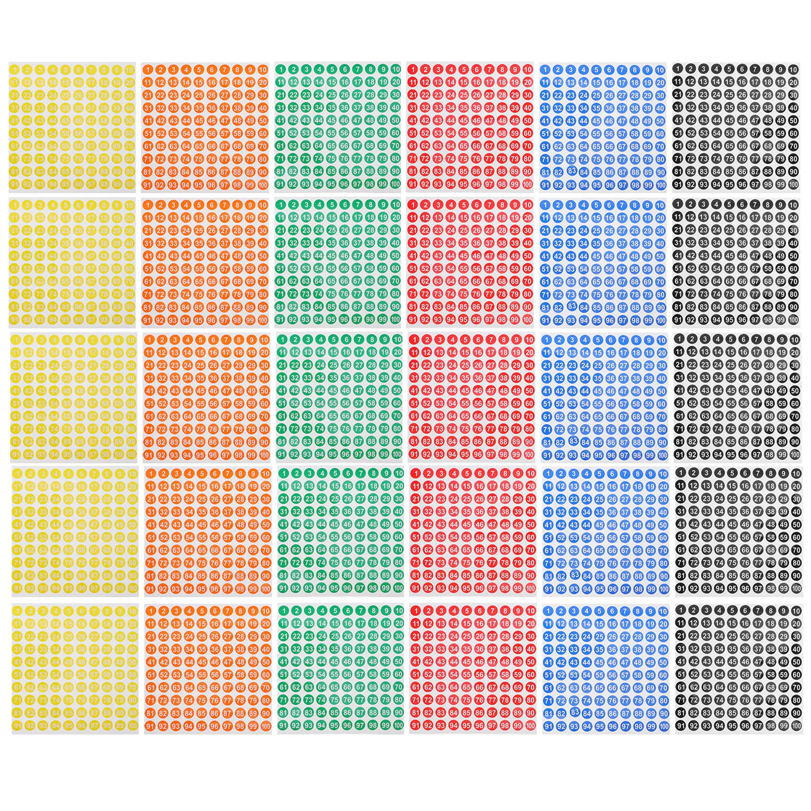60 Sheets Numbered Stickers 1-100 Multicolor Round Labels Self-Adhesive File Organization Stickers White Numbers Notebook
60 Sheets Numbered Stickers 1-100 Multicolor Round Labels Self-Adhesive File Organization Stickers White Numbers Notebook