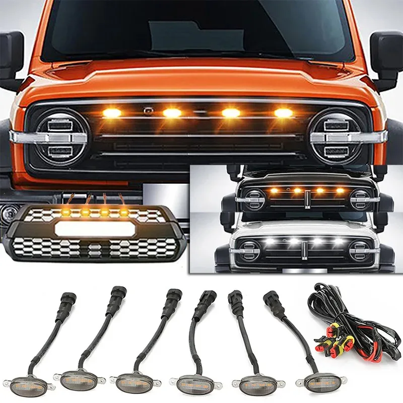 Universal Car Front LED Grille Light, Smoke Amber White, 4LED Grille Light, Eagle Eye Lamp, Off-Road Trunk SUV for Ford Toyota
Universal Car Front LED Grille Light, Smoke Amber White, 4LED Grille Light, Eagle Eye Lamp, Off-Road Trunk SUV for Ford Toyota