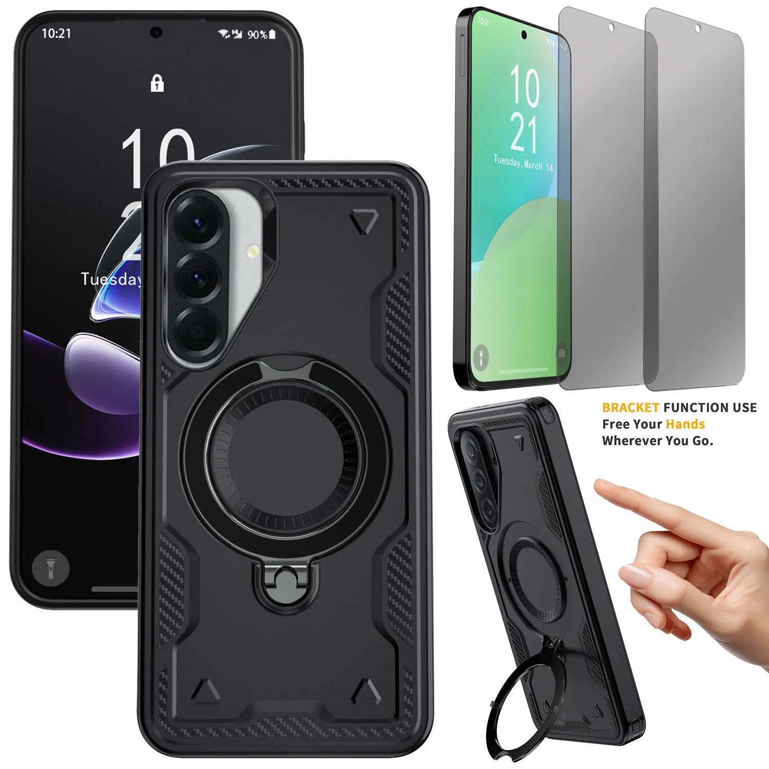 Shockproof Magnetic Phone Case Ring Kickstand Cover +2PCS Privacy Tempered Glass Screen Protectors For Samsung For Galaxy A56
Shockproof Magnetic Phone Case Ring Kickstand Cover +2PCS Privacy Tempered Glass Screen Protectors For Samsung For Galaxy A56