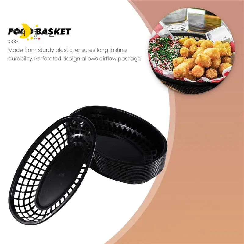 AF95-12 Pcs Plastic Fast Food Baskets Oval Serving Platter Breakfast Dinner Plates French Fries Cake Bread Tray Restaurant 
AF95-12 Pcs Plastic Fast Food Baskets Oval Serving Platter Breakfast Dinner Plates French Fries Cake Bread Tray Restaurant