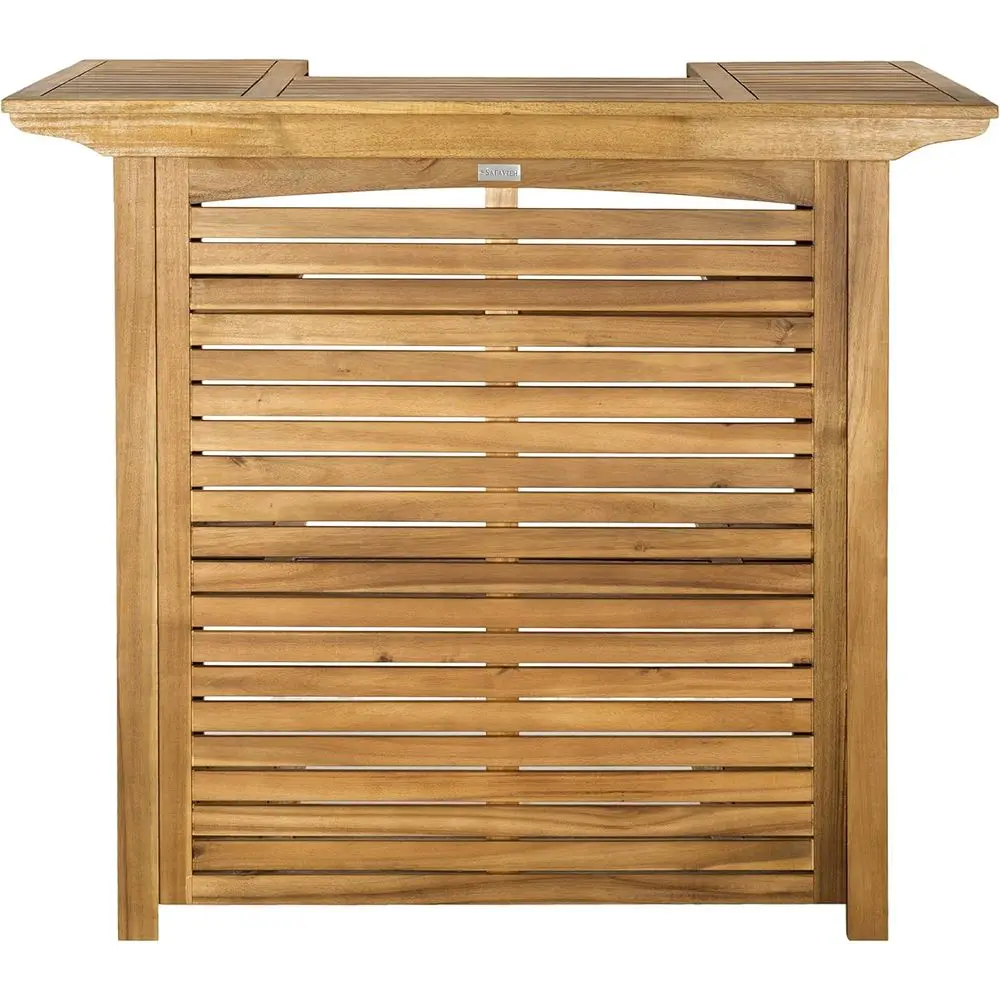 Natural Brown Acacia Wood Outdoor Bar Table with Storage Shelves and Patio Entertaining Features
Natural Brown Acacia Wood Outdoor Bar Table with Storage Shelves and Patio Entertaining Features