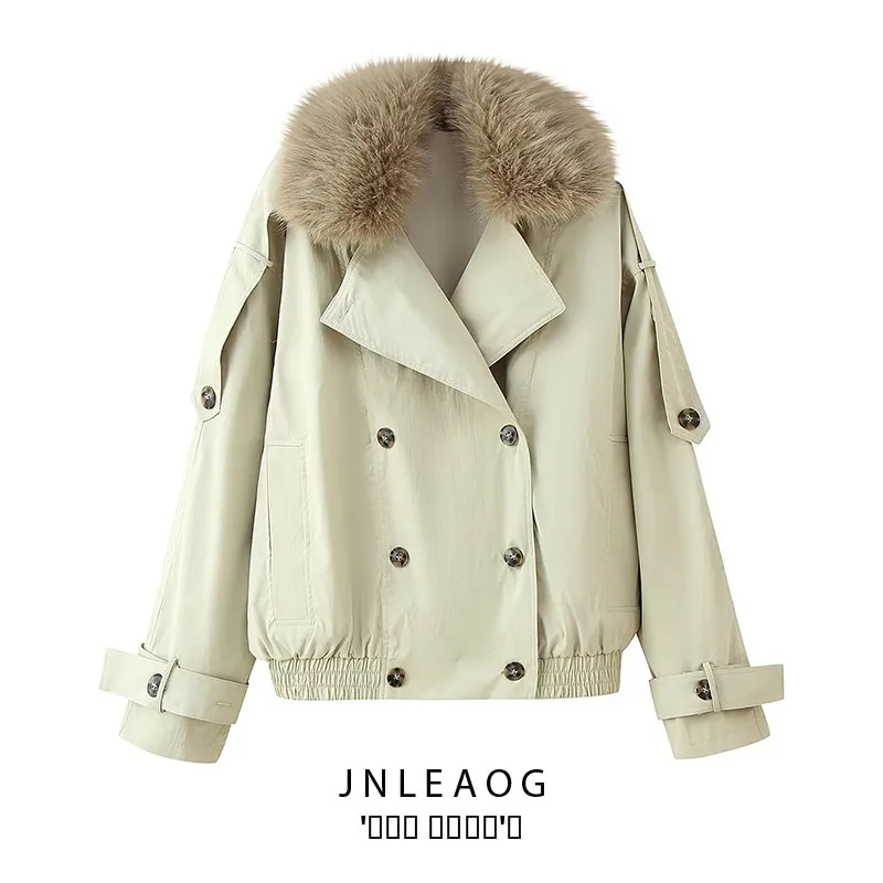 JNLEAOG Faionable ort Coat Jaet Women's Autumn New Sle Decorative Fur Collar Windbreaker 38243 Straight Cut Long Sl...
JNLEAOG Faionable ort Coat Jaet Women's Autumn New Sle Decorative Fur Collar Windbreaker 38243 Straight Cut Long Sl...