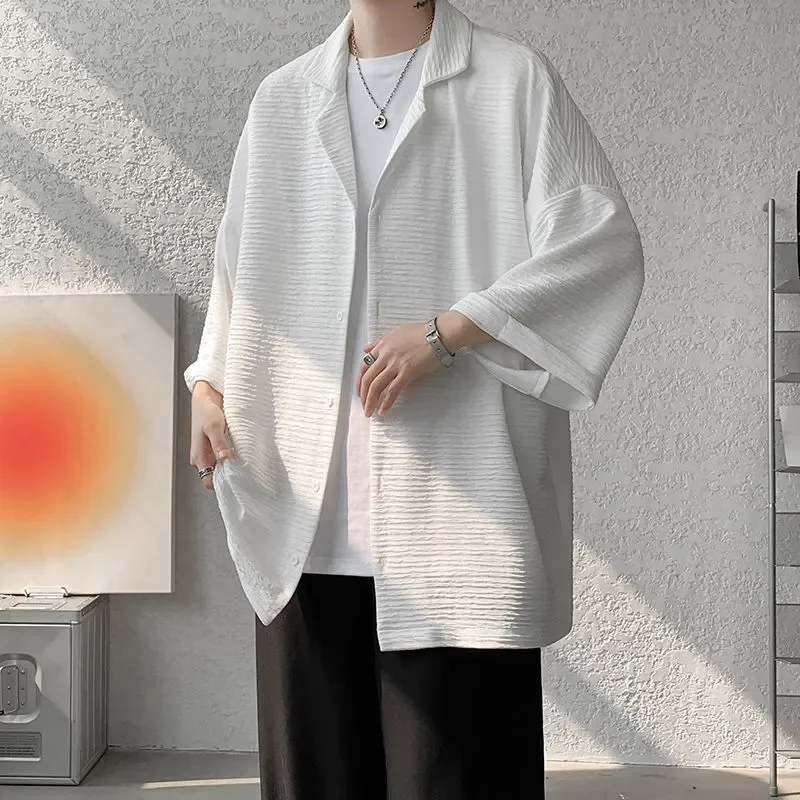 Streetwear Shirts Solid Color Loose Temperament Handsome Button Three Quarter Sleeve V-neck Spring Summer Men's Clothing 2023
Streetwear Shirts Solid Color Loose Temperament Handsome Button Three Quarter Sleeve V-neck Spring Summer Men's Clothing 2023