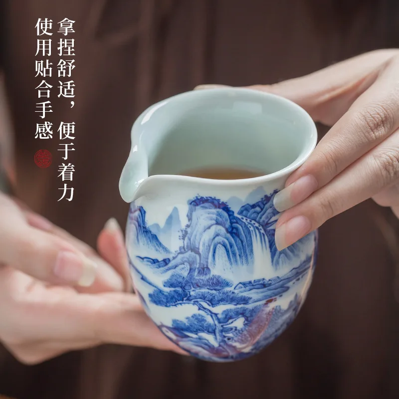 Jingdezhen High-End Handmade and Hand-Painted Landscape Ceramic Fair Cup Gong Dao Bei Blue White Porcelain Tea Serving Pot Mug
Jingdezhen High-End Handmade and Hand-Painted Landscape Ceramic Fair Cup Gong Dao Bei Blue White Porcelain Tea Serving Pot Mug