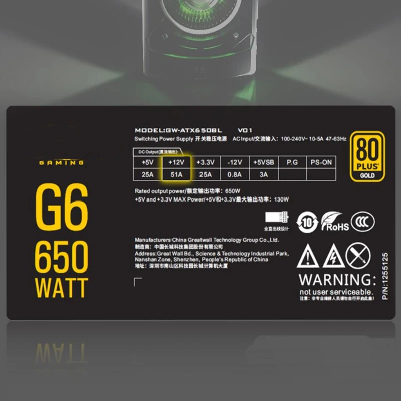 G6 GW-ATX650BL 650W Original PSU For Great Wall Brand Full Module 80plus Gold Game Power Supply Rated 650W
G6 GW-ATX650BL 650W Original PSU For Great Wall Brand Full Module 80plus Gold Game Power Supply Rated 650W