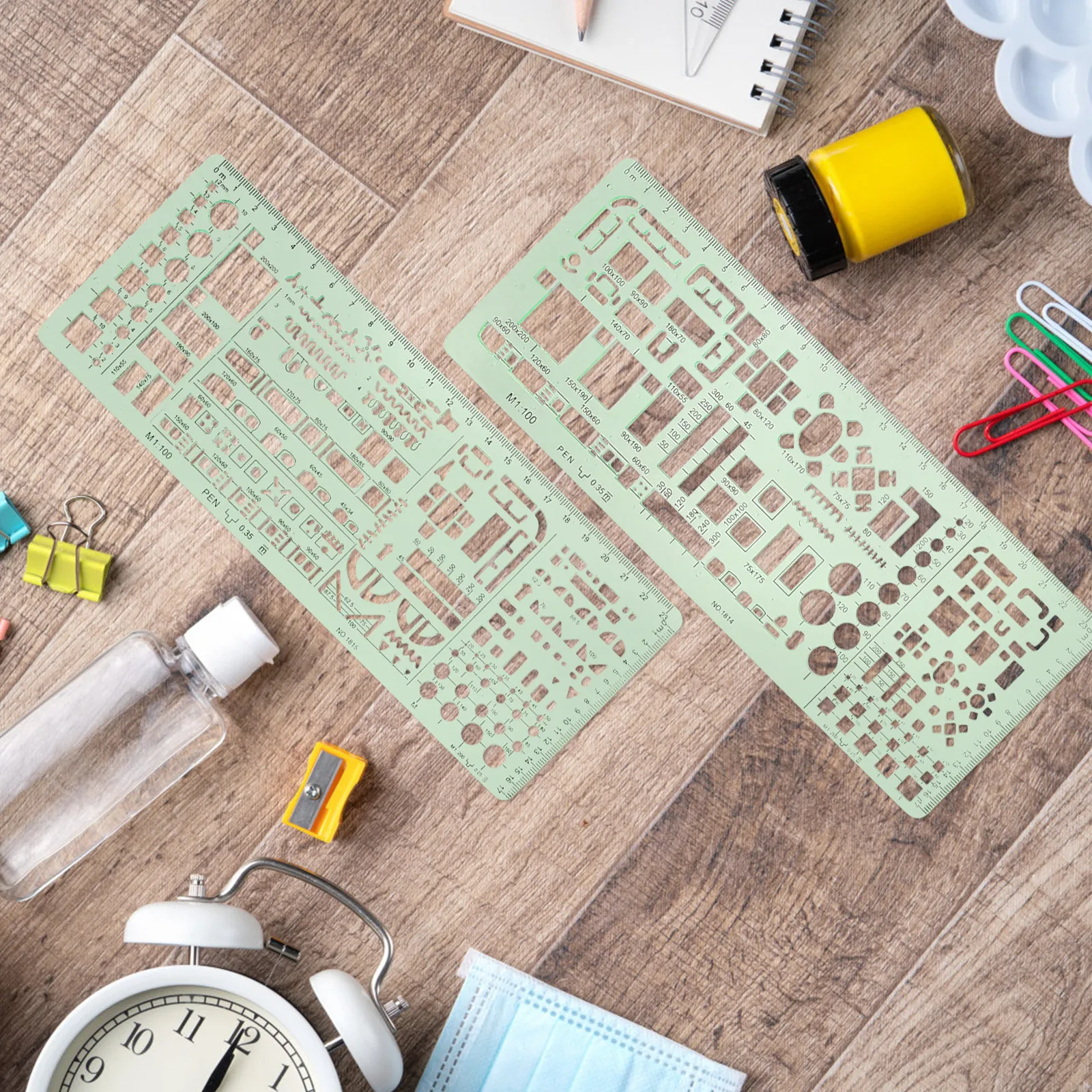 1Set Geometric Stencil Set Transparent Green Plastic Drafting Template Architecture Drawing Measuring Tools Geometric Stencils
1Set Geometric Stencil Set Transparent Green Plastic Drafting Template Architecture Drawing Measuring Tools Geometric Stencils