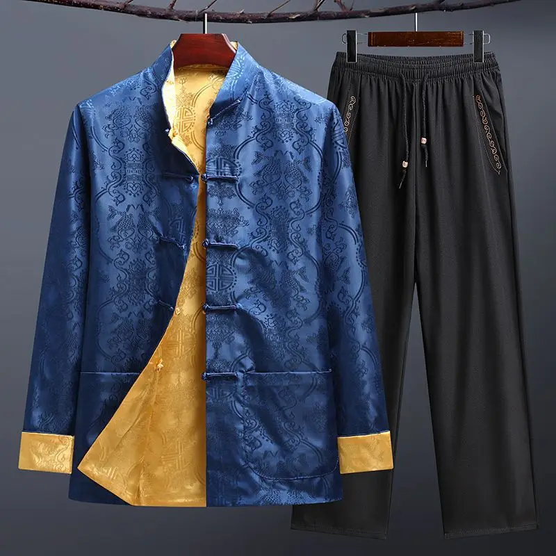 Autumn Spring Kung Fu Coats Tang Suit Jacket Pants Traditional Chinese Clothing Two-Sided Jackets Hanfu Men Clothing
Autumn Spring Kung Fu Coats Tang Suit Jacket Pants Traditional Chinese Clothing Two-Sided Jackets Hanfu Men Clothing
