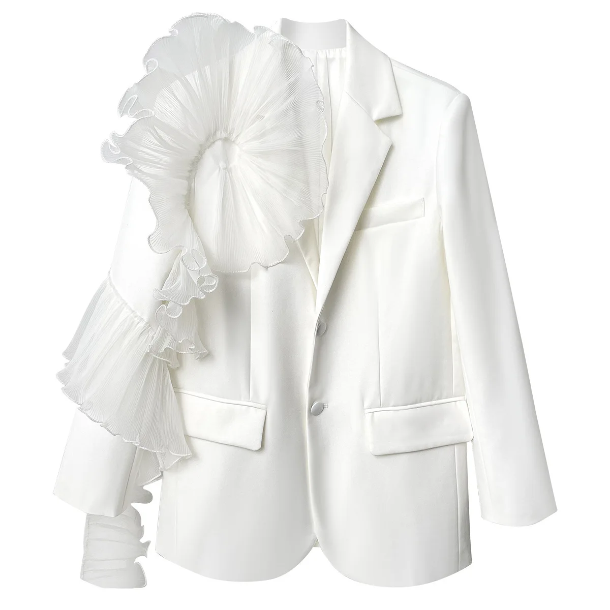 SuperAen Design Sense Niche Design 2024 Spring New White Single Row Two Button Splicing Mesh Ruffle Edge Blazer
SuperAen Design Sense Niche Design 2024 Spring New White Single Row Two Button Splicing Mesh Ruffle Edge Blazer