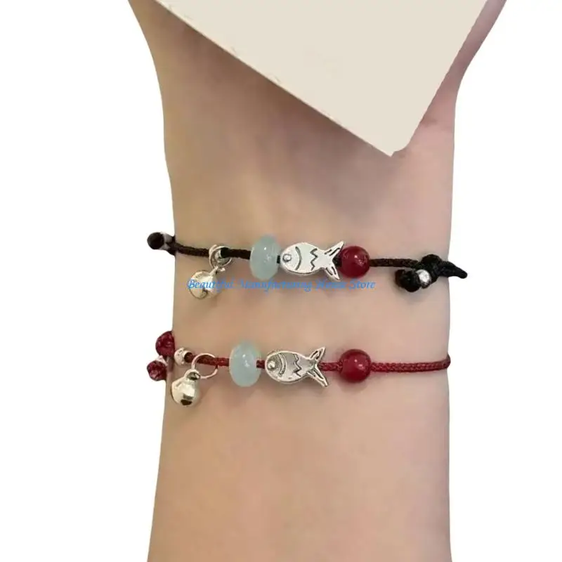 E56A Pack of 2 Fish Charm Braided Bracelets Adjustable Black Red Cord Jewelry Wristband Accessory for Couples Friendship
E56A Pack of 2 Fish Charm Braided Bracelets Adjustable Black Red Cord Jewelry Wristband Accessory for Couples Friendship