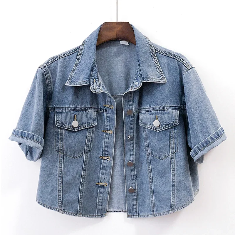 Spring Summer Thin Half Sleeve Big Pocket Denim Jacket Women Slim Short Cowboy Outerwear Vintage Blue Jeans Jacket Coat Female
Spring Summer Thin Half Sleeve Big Pocket Denim Jacket Women Slim Short Cowboy Outerwear Vintage Blue Jeans Jacket Coat Female
