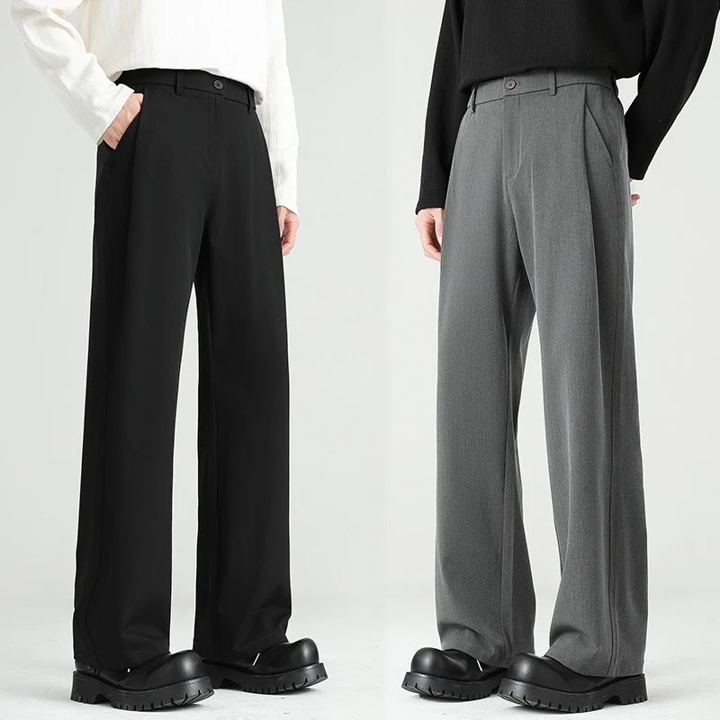 Осенние новые мужские черные, серые костюмные брюки, свободные прямые драпированные однотонные эластичные деловые повседневные брюки, модная одежда
Осенние новые мужские черные, серые костюмные брюки, свободные прямые драпированные однотонные эластичные деловые повседневные брюки, модная одежда