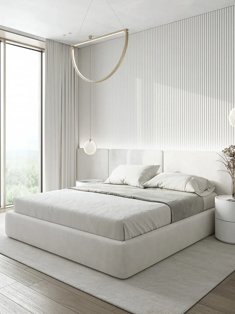 Milk white modern minimalist fabric bed, no headboard bed body, no backrest fabric bed, fabric bed
Milk white modern minimalist fabric bed, no headboard bed body, no backrest fabric bed, fabric bed