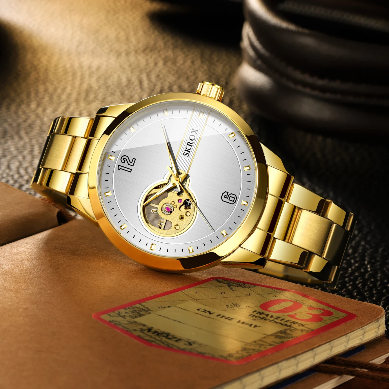 2024 SKROX High Quality Luxury Brands Gold Stainless Steel Skeleton Automatic Man Watch Waterproof Mechanical Elegant Male Clock
2024 SKROX High Quality Luxury Brands Gold Stainless Steel Skeleton Automatic Man Watch Waterproof Mechanical Elegant Male Clock