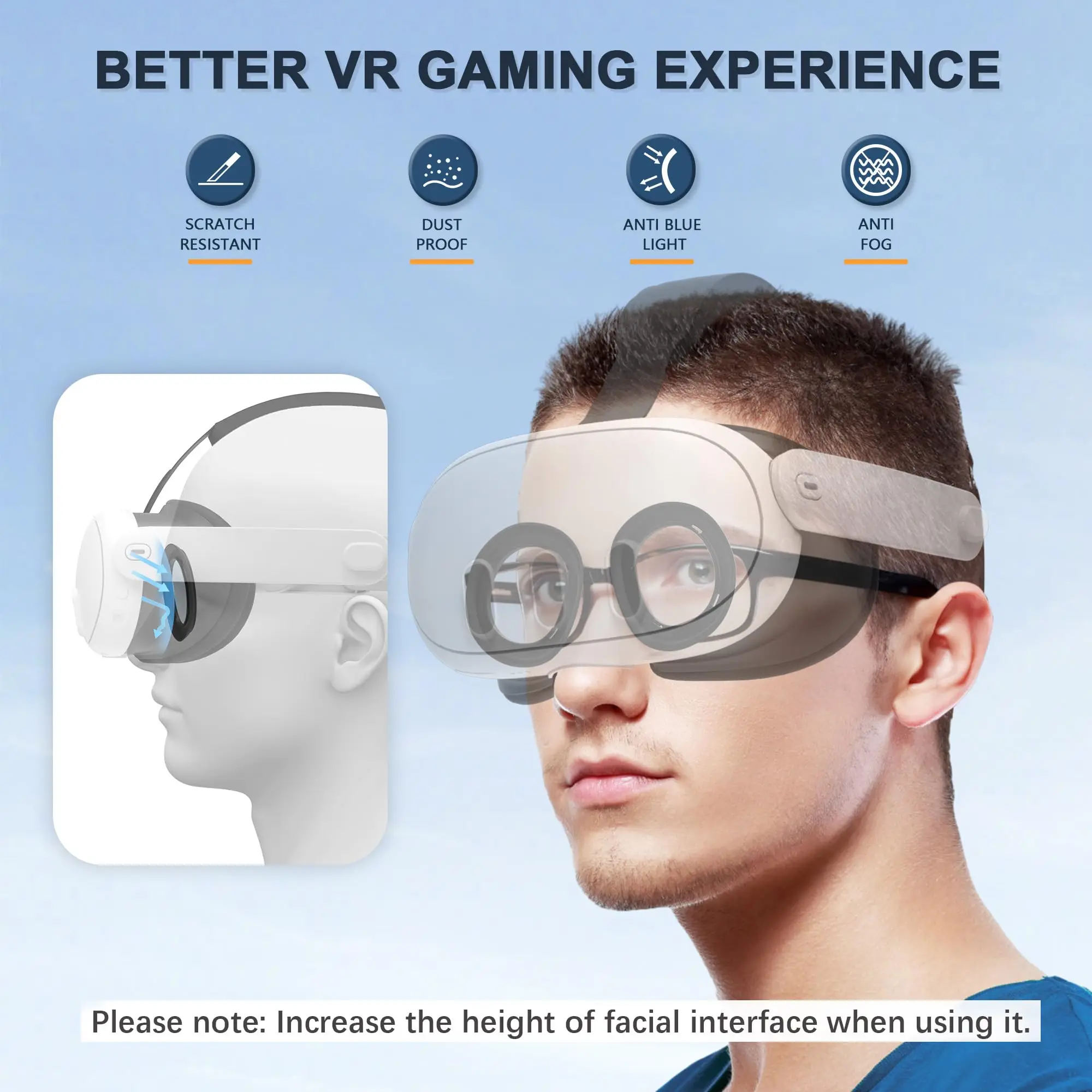 Blue Light Blocking Glasses for Meta Quest 3 with Anti Fog Wipe VR Glasses Spacer Accessories Anti-Scratch Ring for Meta Quest 3
Blue Light Blocking Glasses for Meta Quest 3 with Anti Fog Wipe VR Glasses Spacer Accessories Anti-Scratch Ring for Meta Quest 3