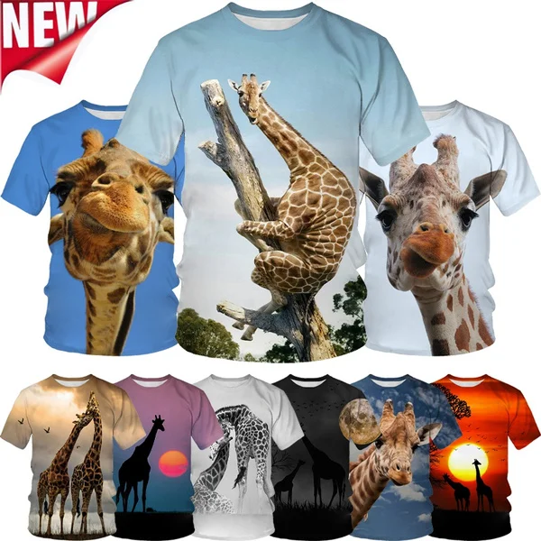 Summer New Fashion Funny Giraffe 3D Printing T-shirt for Adults and Children Couple Shirt Cute Men's Round Neck Short-sleeved
Summer New Fashion Funny Giraffe 3D Printing T-shirt for Adults and Children Couple Shirt Cute Men's Round Neck Short-sleeved