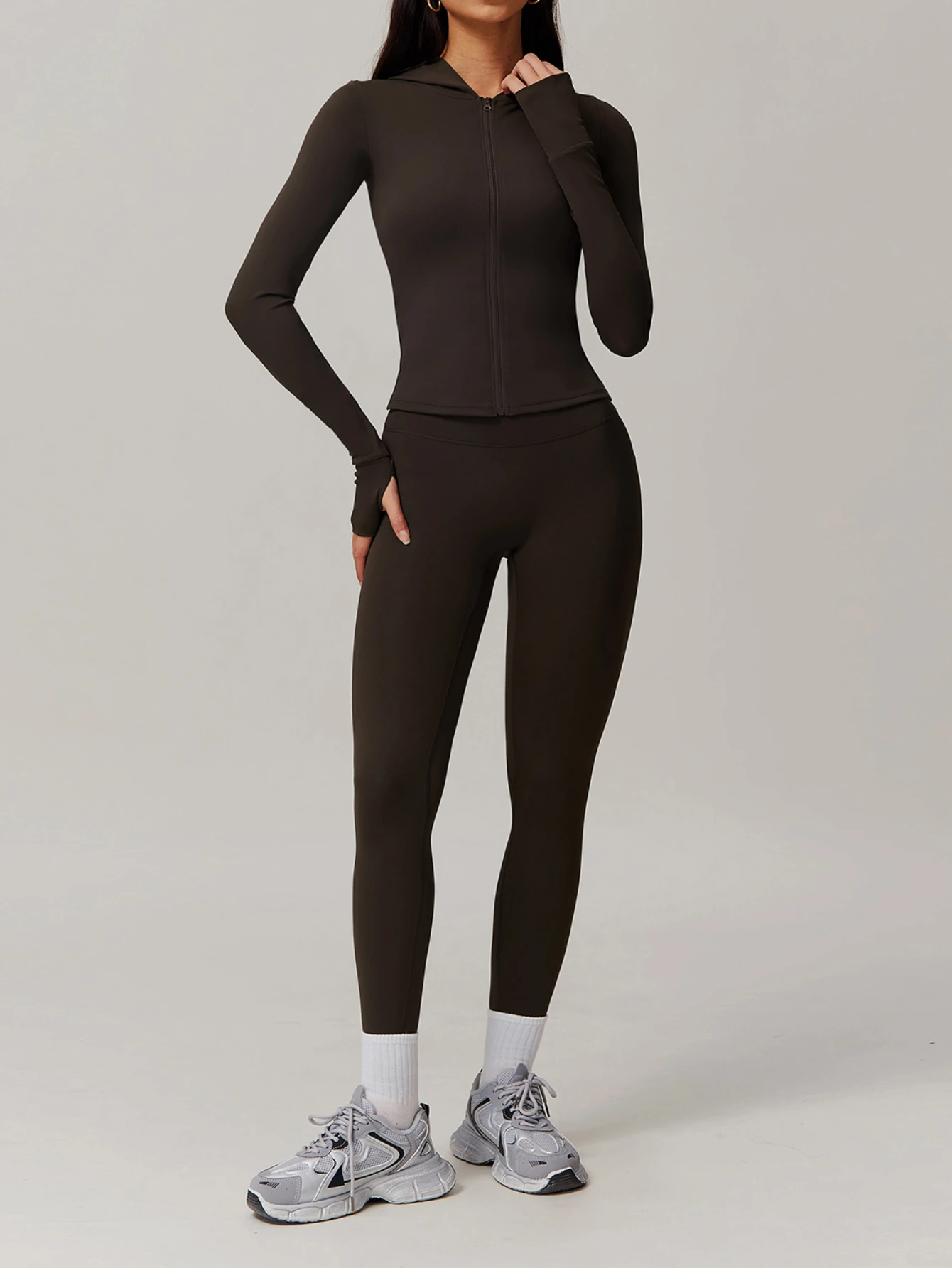 Yoga Set Women's Solid Color Long Sleeved Zipper Hooded Jacket High Waist Hip Lifting Pants Sports Running Fitness Suit 2025 New
Yoga Set Women's Solid Color Long Sleeved Zipper Hooded Jacket High Waist Hip Lifting Pants Sports Running Fitness Suit 2025 New