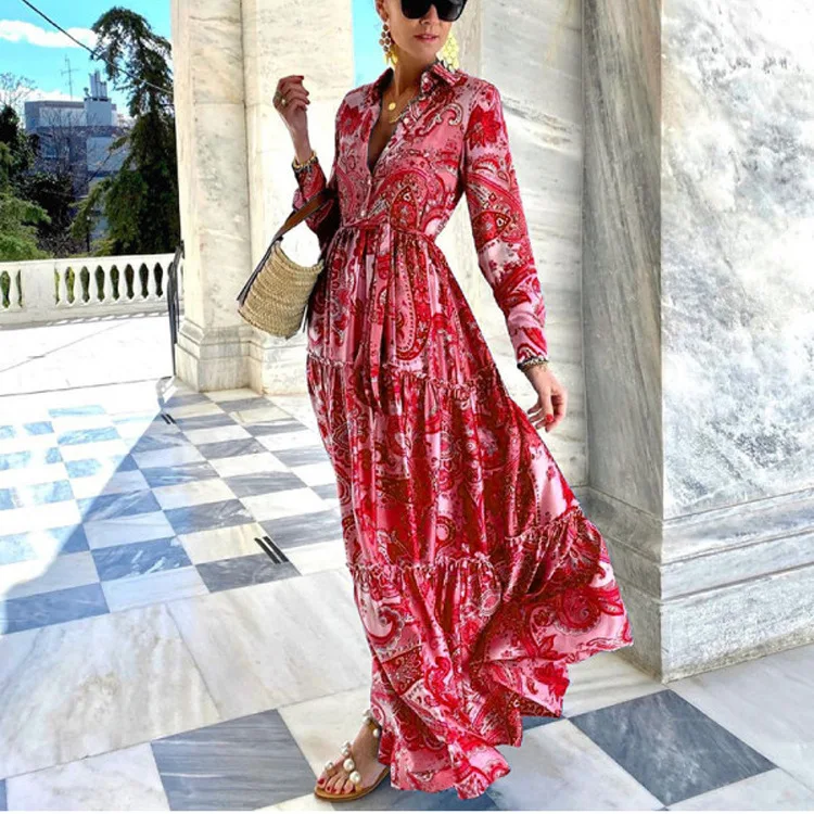 Summer Vestidos Para Mujer Loose Boho Beach Dress Turn-down Collar Button Shirt Dress Women's Print Vintage Party Long Dresses
Summer Vestidos Para Mujer Loose Boho Beach Dress Turn-down Collar Button Shirt Dress Women's Print Vintage Party Long Dresses