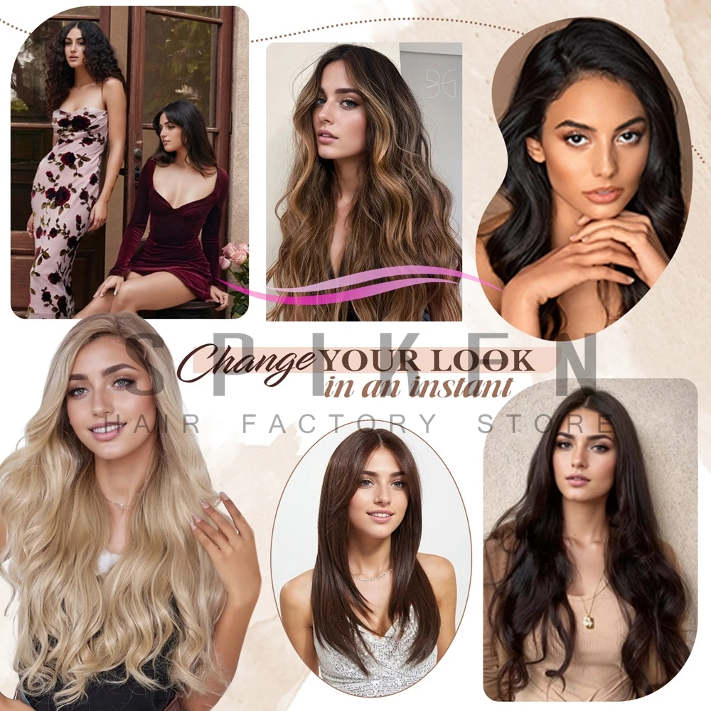 Natural Black Clip In One Piece Human Hair Extensions 60-100g with Adjustable Fish Wire Halo Hair Extensions Flip ins 12''-24'' 8 S3f8cbcce17d44703a6b9f47d32c072ce0