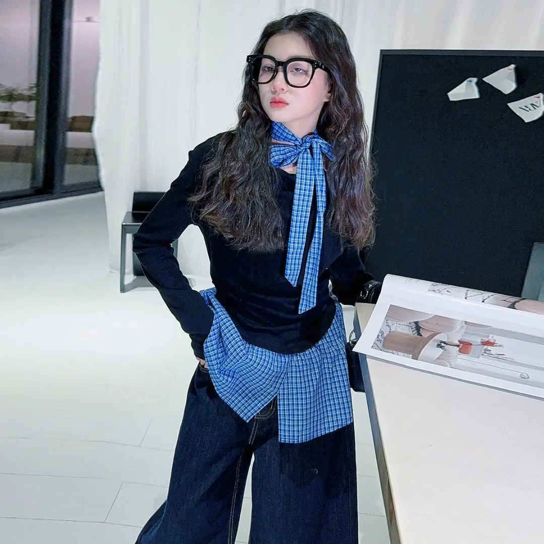 Spring Autumn Kids Tracksuit 2pcs OutfitGirls Plaid Splice Long Sleeve Top And Loose Jeans Set Children's Clothing
Spring Autumn Kids Tracksuit 2pcs OutfitGirls Plaid Splice Long Sleeve Top And Loose Jeans Set Children's Clothing