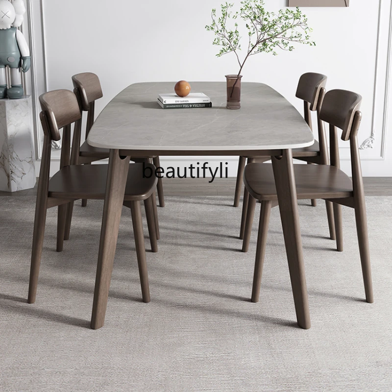 Stone Plate Dining Table Solid Wood Rectangular New Modern Simple and Light Luxury High-End Dining Tables and Chairs Set
Stone Plate Dining Table Solid Wood Rectangular New Modern Simple and Light Luxury High-End Dining Tables and Chairs Set