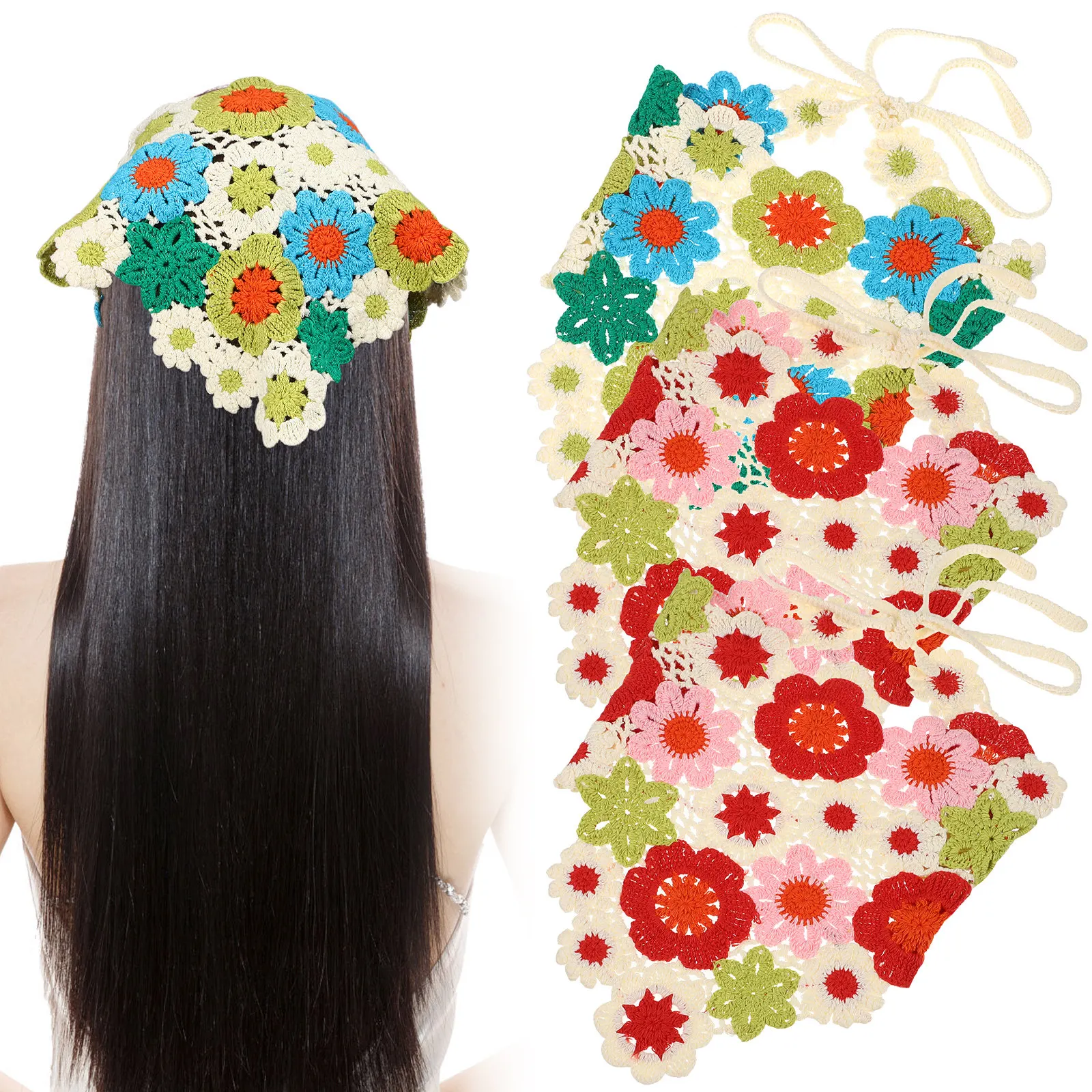 3Pcs Floral Bohemian Crochet Hair Scarf Head Kerchief for Women Soft Elastic Bandana Head Wrap Scarf Beach Party Vacation Daily
3Pcs Floral Bohemian Crochet Hair Scarf Head Kerchief for Women Soft Elastic Bandana Head Wrap Scarf Beach Party Vacation Daily