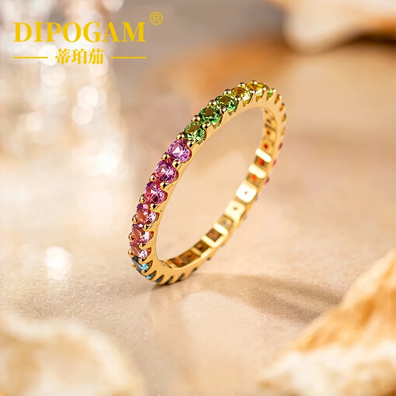 DIPOGAM 925 Silver Rainbow Eternity Lab Grown Color Gems Ring Stackable Band Colorful Gemstone For Women Party premium feel Gift
DIPOGAM 925 Silver Rainbow Eternity Lab Grown Color Gems Ring Stackable Band Colorful Gemstone For Women Party premium feel Gift