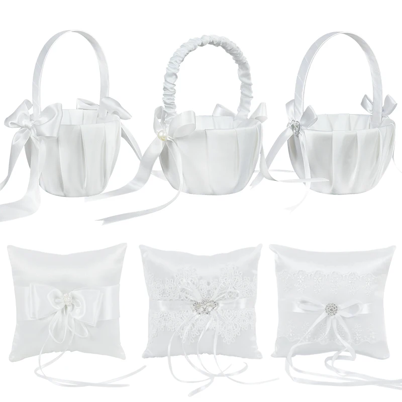 Pure White Wedding Flower Basket Lace Pearl Romantic Heart Rhinestone Decoration Wedding Ceremony Party Portable Basket Supplies
Pure White Wedding Flower Basket Lace Pearl Romantic Heart Rhinestone Decoration Wedding Ceremony Party Portable Basket Supplies