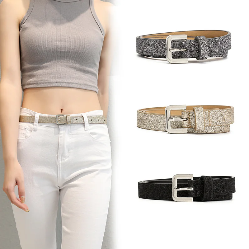 New Silver Sequins Buckle Pu Belt Women Fashion Shiny Pin Buckle Belts Female Dress Jeans Brand Design Waistband
New Silver Sequins Buckle Pu Belt Women Fashion Shiny Pin Buckle Belts Female Dress Jeans Brand Design Waistband